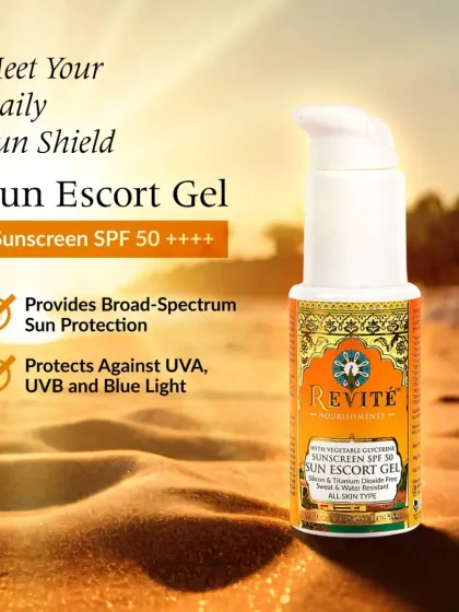 Meet your daily sun shield, the Sun Escort Gel SPF 50. This formula provides broad-spectrum sun protection, guarding your skin against harmful UVA, UVB, and even blue light from screens.