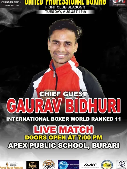 The official poster featuring our chief guest, World Ranked boxer Gaurav Bidhuri.