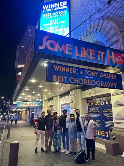 With my friends from the Anirudh Varma Collective outside the Shubert Theatre in New York after watching "Some Like It Hot."