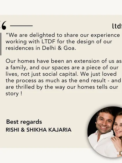 A testimonial from our clients Rishi & Shikha Kajaria. We are thrilled when our clients love the process as much as the end result, and when the homes we design become a true extension of their family's story.
