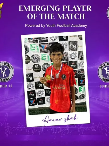 U-15 Emerging Player Aarav Shah, recognized for his performance.