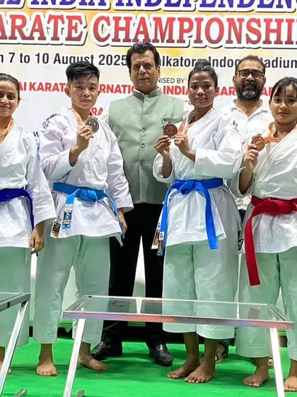 Congratulating the medal winners on the first day of the 19th All India Independence Cup. These athletes represent the best of junior and senior Kata in the country.