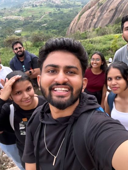 Leading the group on a trek up the steps at Huttridurga. I'm always there to guide the way and make sure everyone is having a great time.