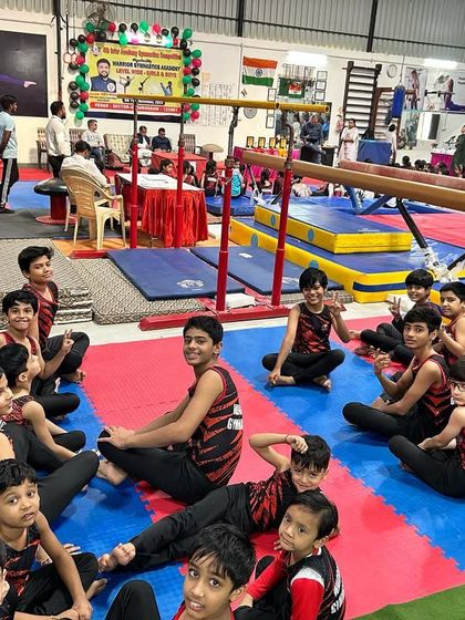 My boys' team relaxing between events at a competition. Even in a competitive environment, they support each other.