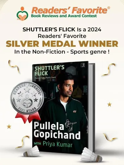 Celebrating the Silver Medal win for 'Shuttler's Flick', a book by Pullela Gopichand that captures his journey and philosophy.