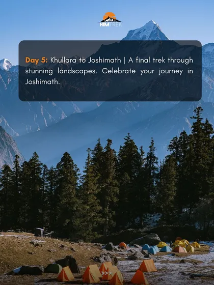 Day 5 of Kuari Pass: A final trek through stunning landscapes from Khullara to Joshimath, where we celebrate our journey.