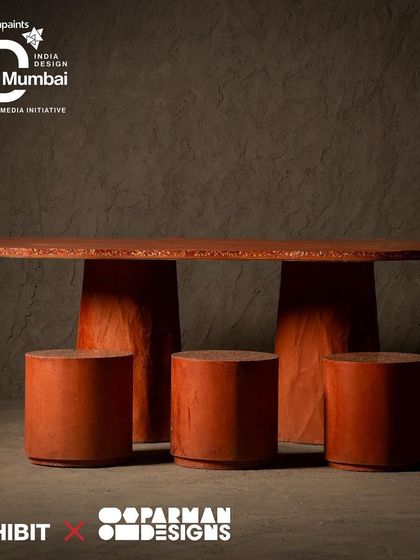 Our 'Mimicking Nature' collection, featured here for India Design ID, includes statement pieces like this red terrazzo dining set. It showcases our philosophy of innovation and detailed craftsmanship, bringing the wonders of the natural world inside.