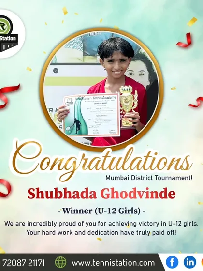 Congratulations to Shubhada Ghodvinde for her victory in the U-12 Girls category at the Mumbai District Tournament. We are incredibly proud of you!