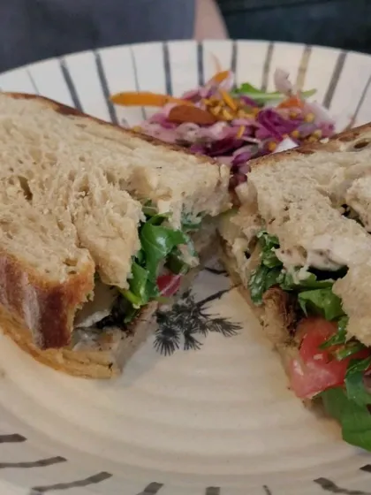 The Grilled Lion's Mane sandwich from our Mushroom Festival. We love exploring the versatility of exotic mushrooms in our dishes.