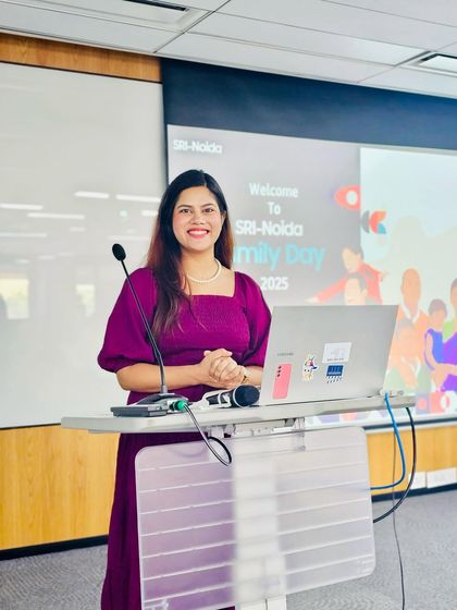 Welcoming employees and their families at Samsung India's Family Day. I create a warm, friendly, and fun atmosphere for all age groups.