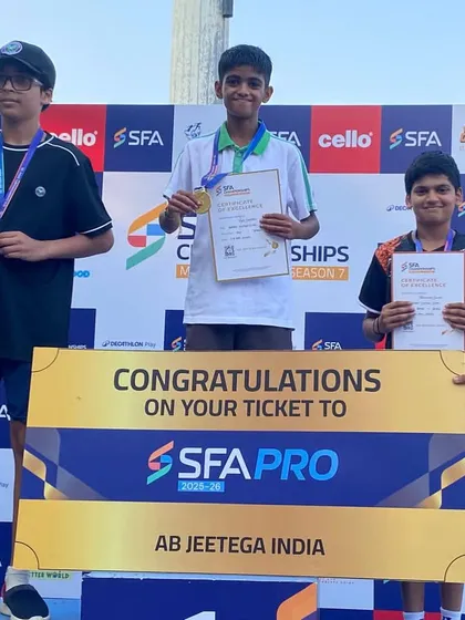 This is what hard work looks like. Our players Vyom and Pradhyuman on the podium at the SFA Championship, earning their ticket to SFA Pro. We don't just teach tennis; we build pathways to success.