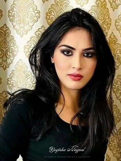 A front-facing view of the look created by my student. I provide all products and offer a certificate of completion from my academy.