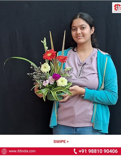 No prior experience is needed to start. This young student's first creation is a testament to how our clear, step-by-step instruction makes floral design accessible to everyone.