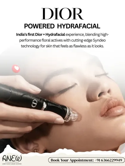 I am proud to offer India's first Dior and Hydrafacial experience. This exclusive treatment combines the luxury of high-performance Dior floral actives with the cutting-edge Syndeo technology for a facial that leaves your skin feeling truly flawless.