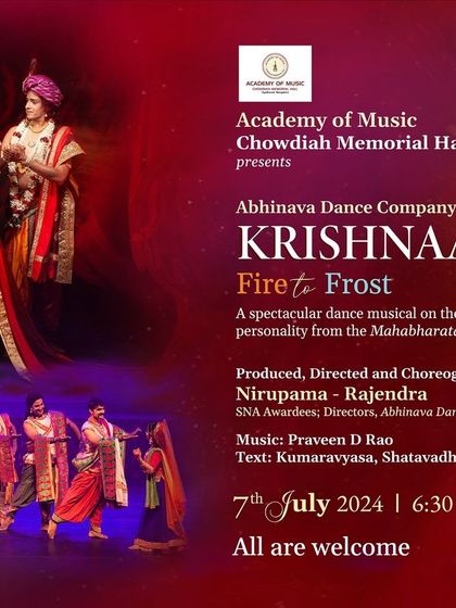 We are thrilled to present 'Krishnaa - Fire to Frost', a spectacular dance musical on the enigmatic Draupadi. This production is for everyone, including those new to classical dance, offering a powerful entry into the world of Indian epics.