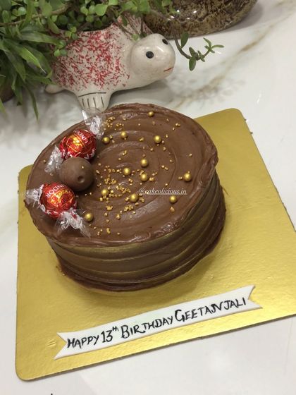 A closer look at the rich and decadent Lindt chocolate ganache cake.