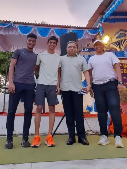 With my athletes after a successful day at the 5th Indian Open 400m Competition. Yash and Eekisha both secured podium finishes with personal best timings.