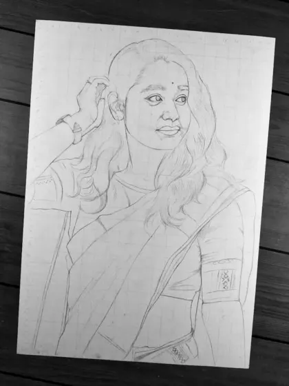The complete outline for the portrait, ready for shading.