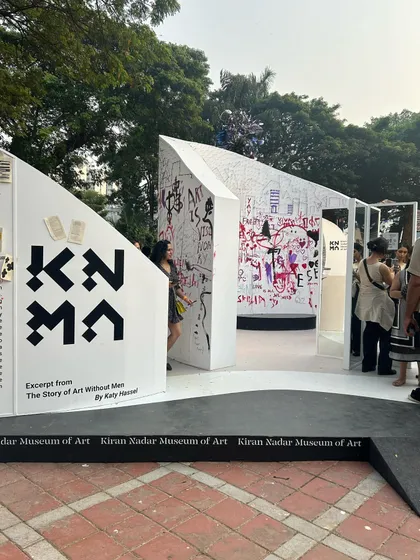 My trip to Mumbai for Art Mumbai was a whirlwind of art and food. This shot captures the entrance to the Kiran Nadar Museum of Art pavilion.