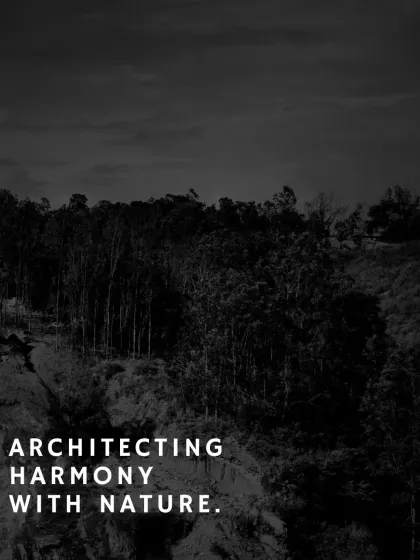 Architecting harmony with nature. This image captures the essence of the project, with the built forms emerging from and receding into the wild, forested landscape.