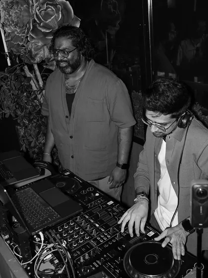 In the zone during the NYC rooftop party. It's all about focus and reading the crowd, no matter where in the world I am.