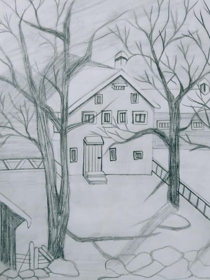 An amazing result from a student's own practice, a cozy house in the woods.