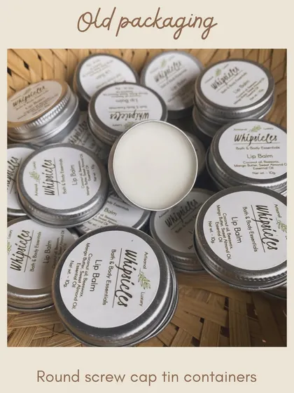 A look back at our old round screw-cap tin containers for lip balm. We're always evolving based on what works best for you.