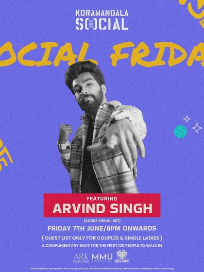 The poster for an early June edition of Social Friday at Koramangala Social, promising pure party vibes.