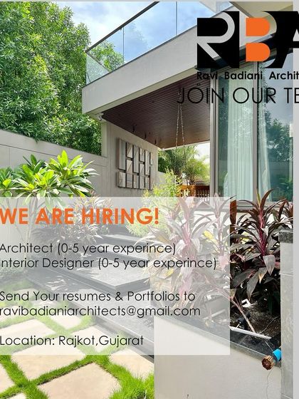 Ravi Badiani Architects in Rajkot, Gujarat, is hiring architects with 0-5 years of experience.