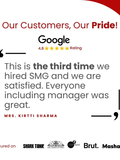 Mrs. Kirtti Sharma has used my services three times and is still a satisfied customer. It's this loyalty that makes me proud and pushes me to keep my service great, from the manager to the packing team.