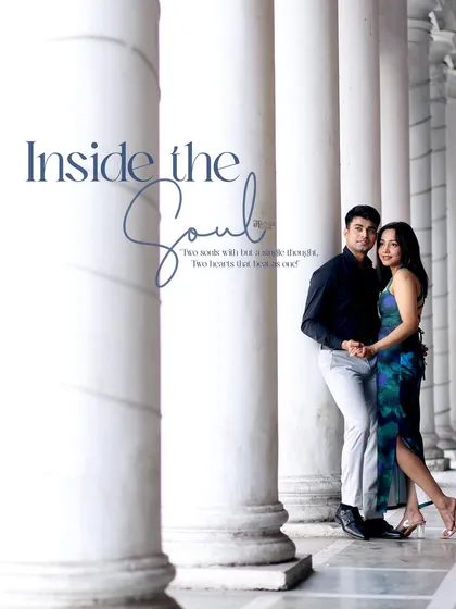 Posed against grand pillars, this shot from a pre-wedding session has a classic, soulful feel. It shows how I can use architectural elements to frame a couple and create an image with depth and elegance.