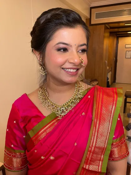 Another angle capturing the natural and effortless feel of this bridal makeup.