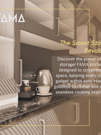 Finally, a kitchen with a place for every gadget. My sleek designs offer intuitive storage for all your essentials, from coffee makers to stand mixers, making countertop clutter a thing of the past.