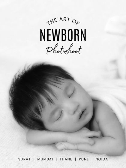 The art of the newborn photoshoot, captured in a classic black and white portrait. This simple, peaceful image embodies the timeless beauty we strive for in our work.