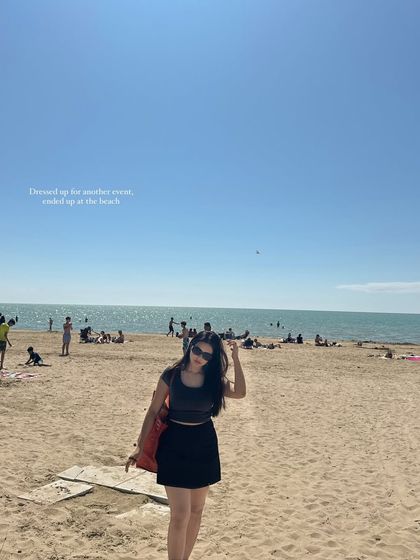 A candid shot from a sunny day at Saugeen Beach. This shows how I create authentic beach lifestyle content that feels happy and carefree.