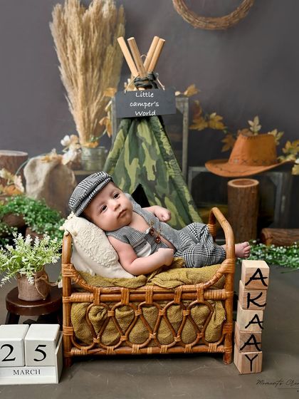 Welcome to the little camper's world. This rustic, outdoor-themed setup with a miniature tent and woodland props is perfect for adventurous families.