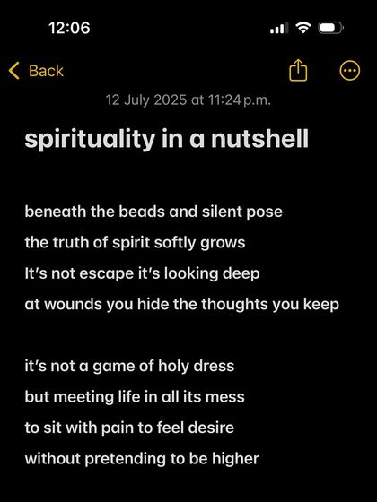 Spirituality in a nutshell. It is not about escaping life, but looking deeply at the mess, the wounds, and the desires without pretending to be higher.