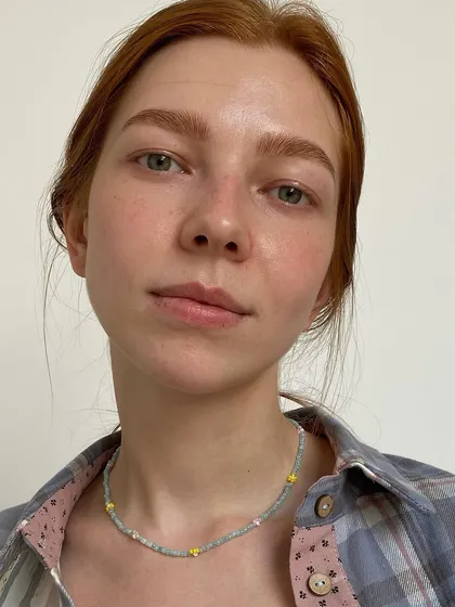 A lovely brow tint and correction by our artist, Polina. The custom color perfectly complements her red hair and fair skin.