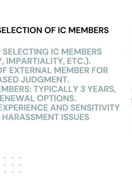 This slide covers the eligibility criteria for IC members, emphasizing integrity and impartiality. It also explains the importance of the external member for unbiased judgment and the typical three-year tenure for members.