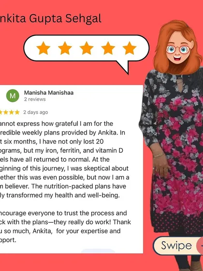 Manisha's journey is a testament to trusting the process. In just six months, she not only lost 20 kilograms but also saw her iron, ferritin, and vitamin D levels return to normal.