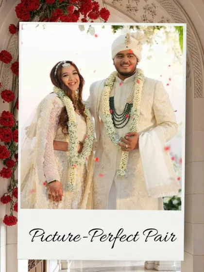 A polaroid-style edit of the picture-perfect pair. The bride's minimal makeup look enhances her natural beauty and creates a timeless memory.