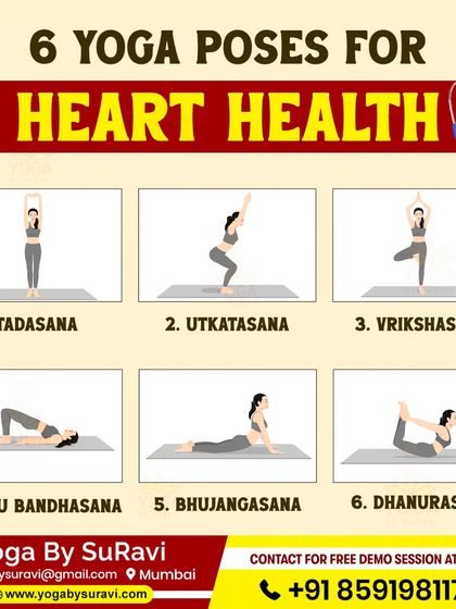 This series of six yoga poses, including Tadasana and Vrikshasana, is specifically designed to boost heart health by improving circulation and reducing stress.
