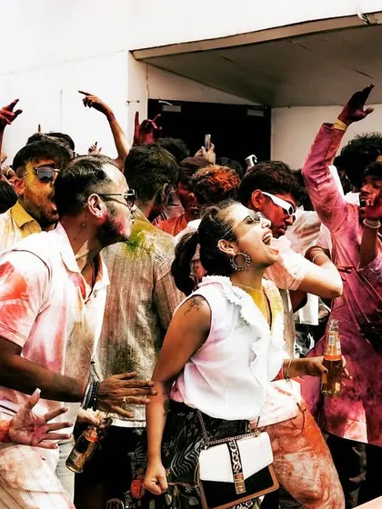 The crowd going wild at the Holi 2k25 festival at High Ultra Lounge. The energy of a color festival is absolutely infectious.