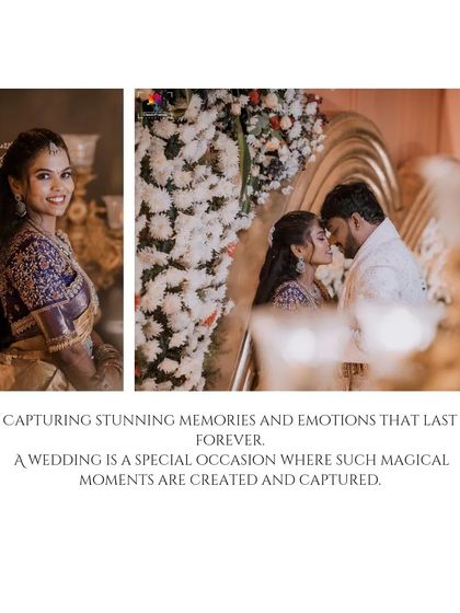 A collage capturing the essence of a reception, from a smiling portrait of the bride to an intimate moment between the couple. It tells a story of magical moments captured forever.