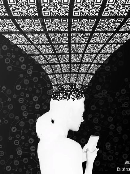 This graphic illustrates the concept behind 'Stradata'. It represents the "metaphoric collapse under the weight of information" in our current era, questioning how architecture can remain meaningful in a world saturated with data.