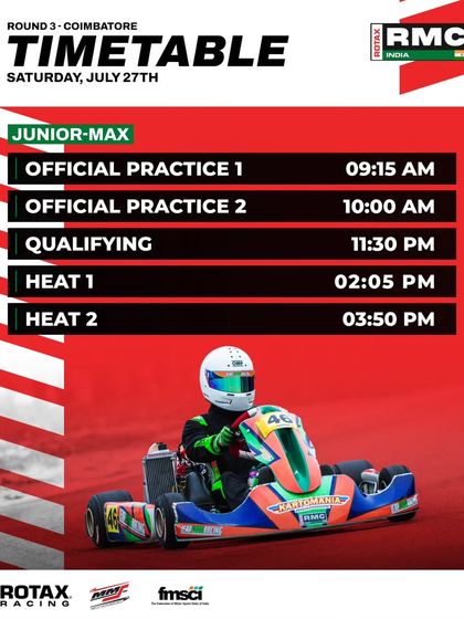 The Saturday schedule for the Junior Max class at Round 3.