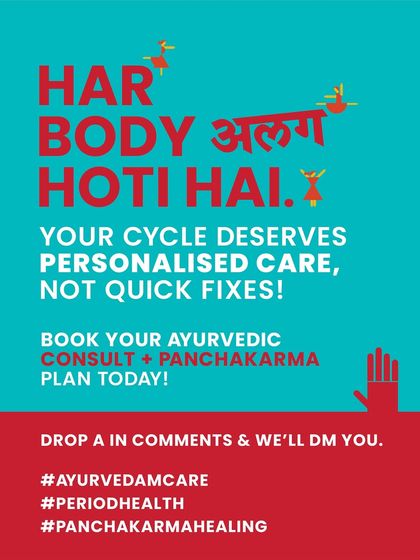 Har body alag hoti hai. Your cycle deserves personalized care, not a one size fits all quick fix. Book a consultation to get a Panchakarma plan tailored for you.