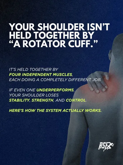 Your shoulder isn't held together by "a rotator cuff." It's a system of four independent muscles, each with a different job. If even one underperforms, your shoulder loses stability, strength, and control.