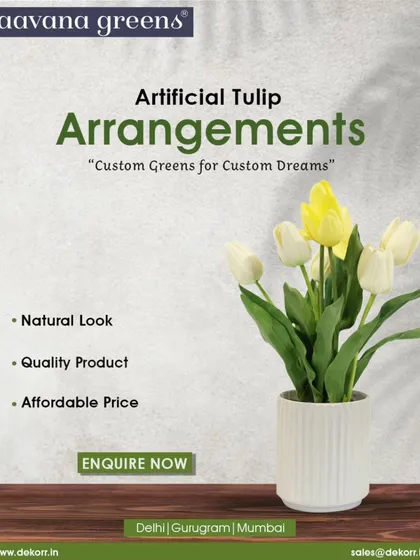 Custom greens for custom dreams. Our artificial tulip arrangements look natural, are high quality, and come at an affordable price.
