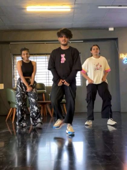 Students in action during a choreography session as part of the SDDP training. The hard work and focus are evident.